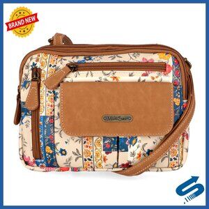 Triple Compartment Crossbody Bag Functional Compact Organizer Adjustable Strap